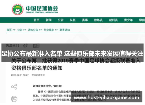 足协公布最新准入名单 这些俱乐部未来发展值得关注