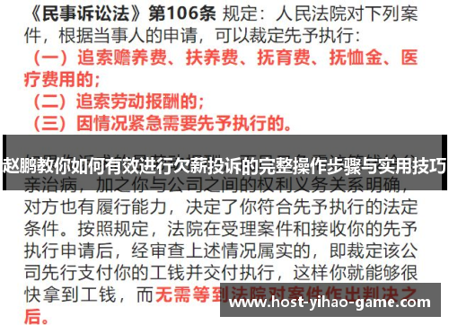 赵鹏教你如何有效进行欠薪投诉的完整操作步骤与实用技巧 赵鹏教你如何有效进行欠薪投诉的完整操作步骤与实用技巧